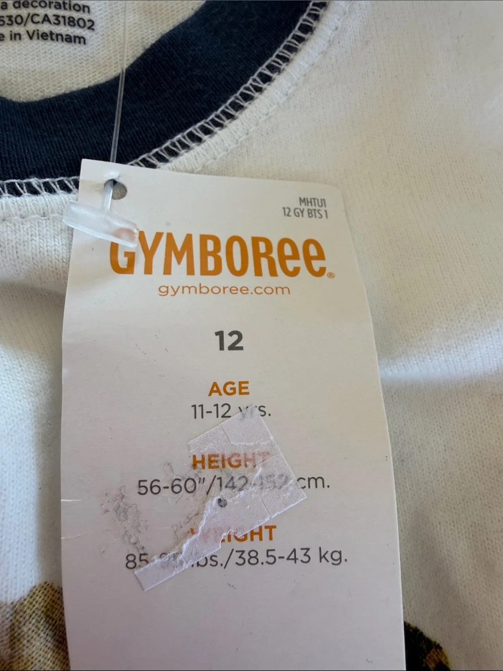 NWT Gymboree White Tee with Black Raglan Sleeves and Bulldog Graphic